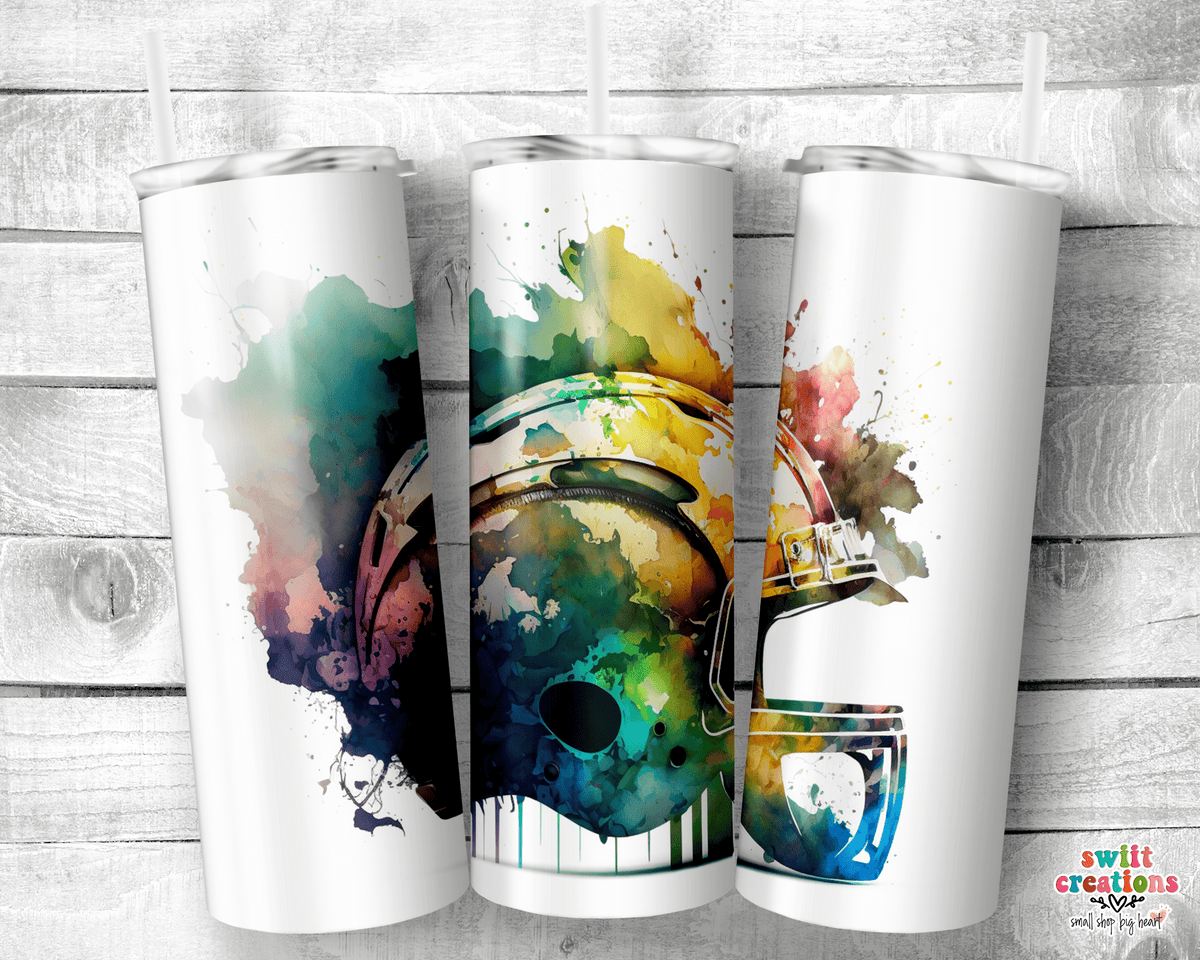 Watercolor Football Tumbler (T503) - Swiit Creations