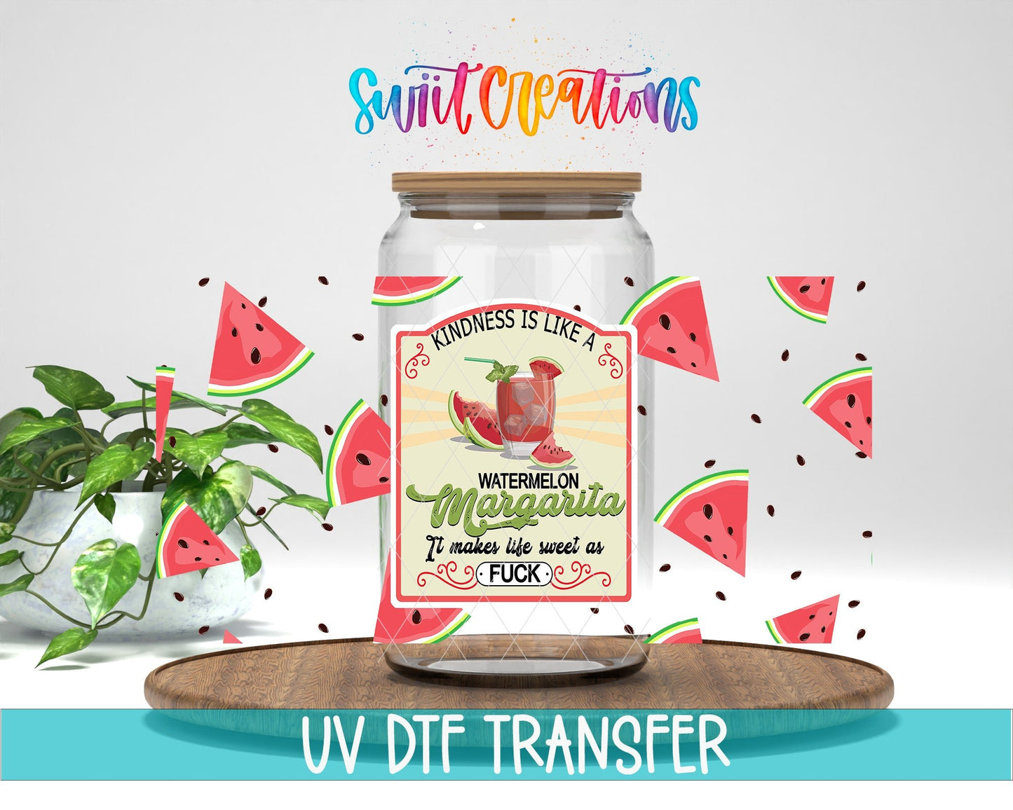 Watermelon Margarita UV DTF Transfer Tumbler Wrap | Funny Summer Drink | DTF213 - Swiit Creations