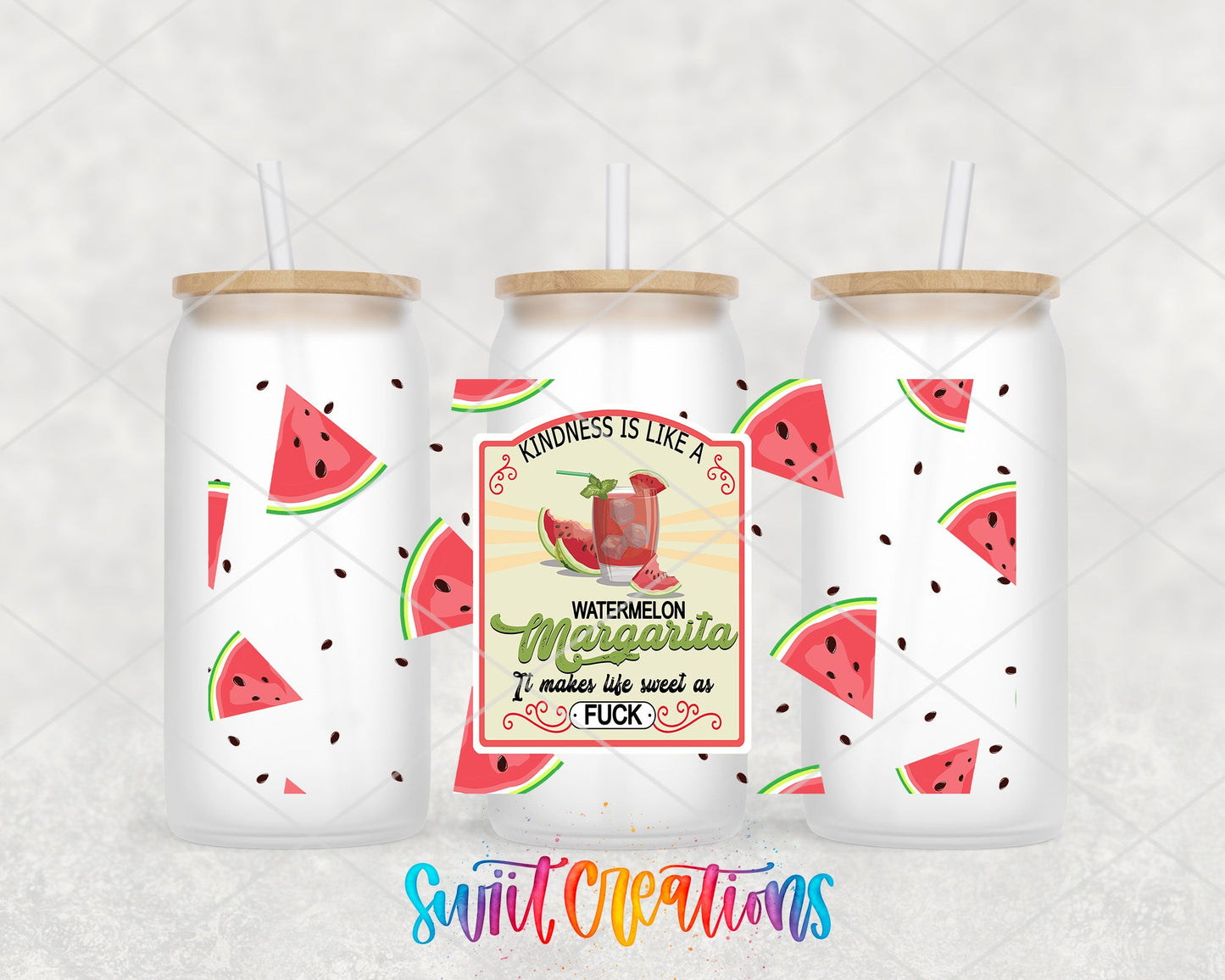 Watermelon Margarita UV DTF Transfer Tumbler Wrap | Funny Summer Drink | DTF213 - Swiit Creations