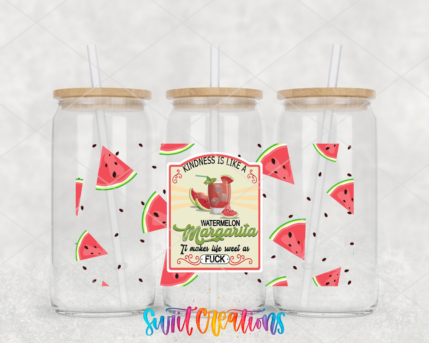 Watermelon Margarita UV DTF Transfer Tumbler Wrap | Funny Summer Drink | DTF213 - Swiit Creations