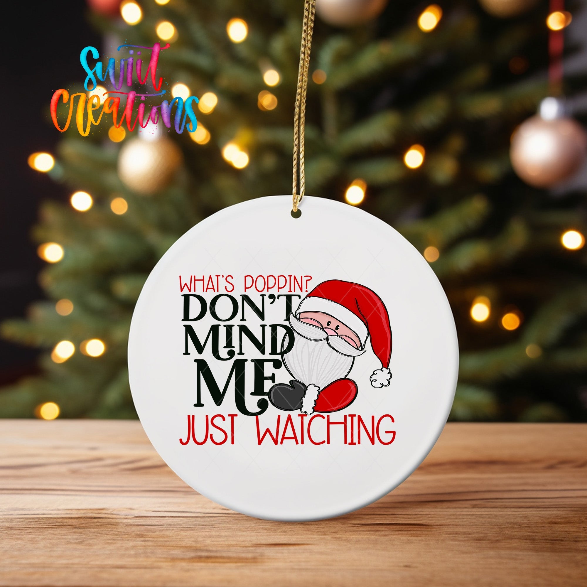 What's Poppin Santa Christmas UV DTF Ornament Transfer | O-1687 - Swiit Creations