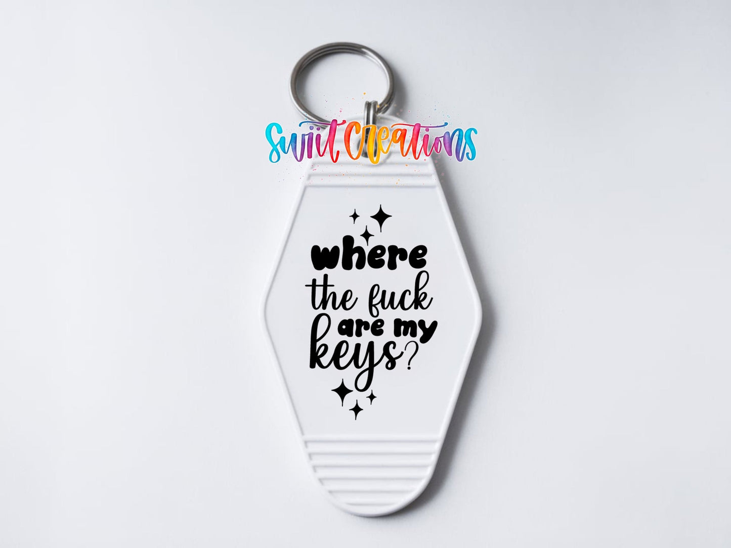 Where The Fuck Are My Keys Motel Keychain UV DTF Transfer | Funny Adult Humor Decal | MK2128 - Swiit Creations