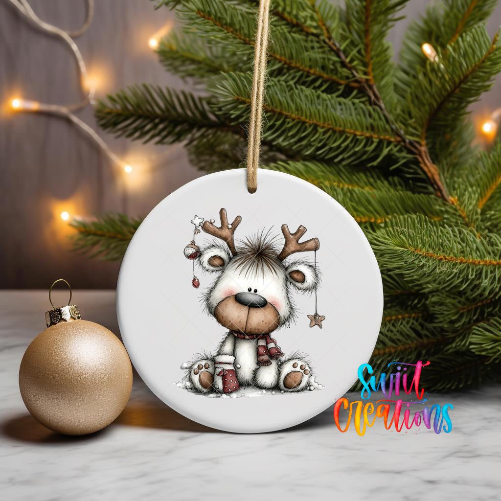Whimsical Reindeer Christmas UV DTF Ornament Transfer | O-1756 - Swiit Creations