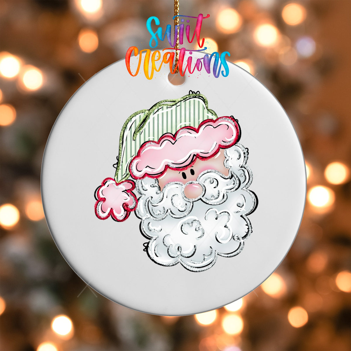 Whimsical Santa Christmas Ornament UV DTF Decal | O-1528 - Swiit Creations