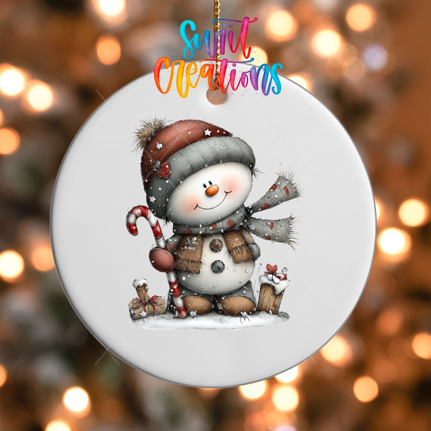 Whimsical Snowman Christmas UV DTF Ornament Transfer | O-1751 - Swiit Creations