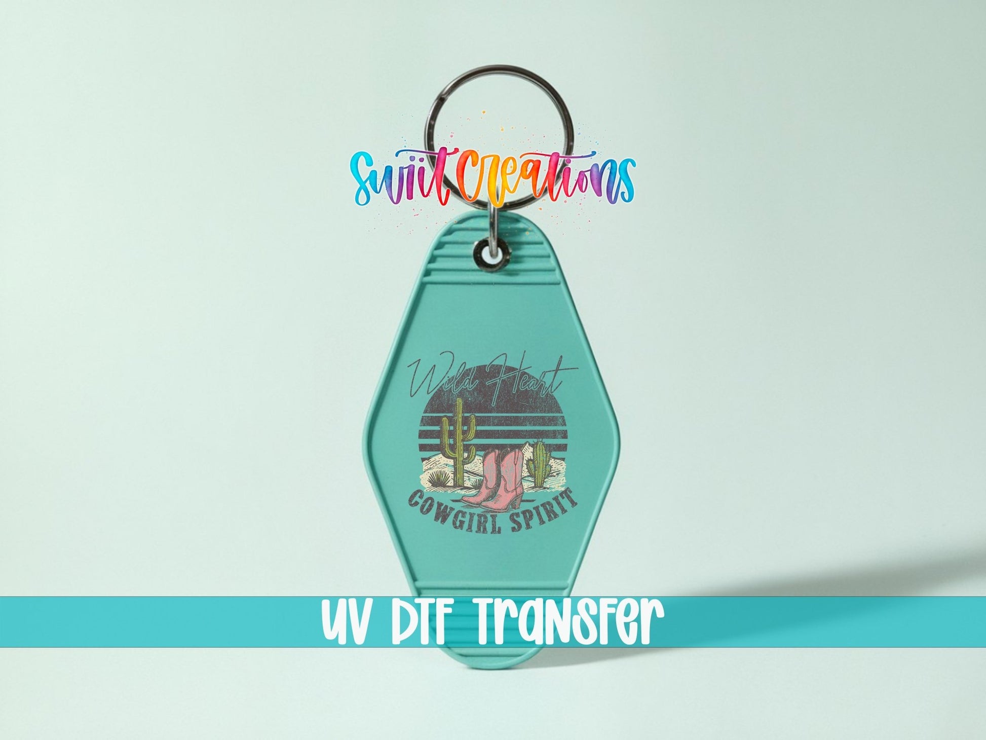 Wild Heart Cowgirl Spirit Motel Keychain UV DTF Transfer | Western Desert Design | MK1521 - Swiit Creations