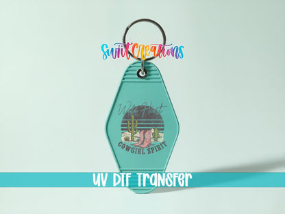 Wild Heart Cowgirl Spirit Motel Keychain UV DTF Transfer | Western Desert Design | MK1521 - Swiit Creations