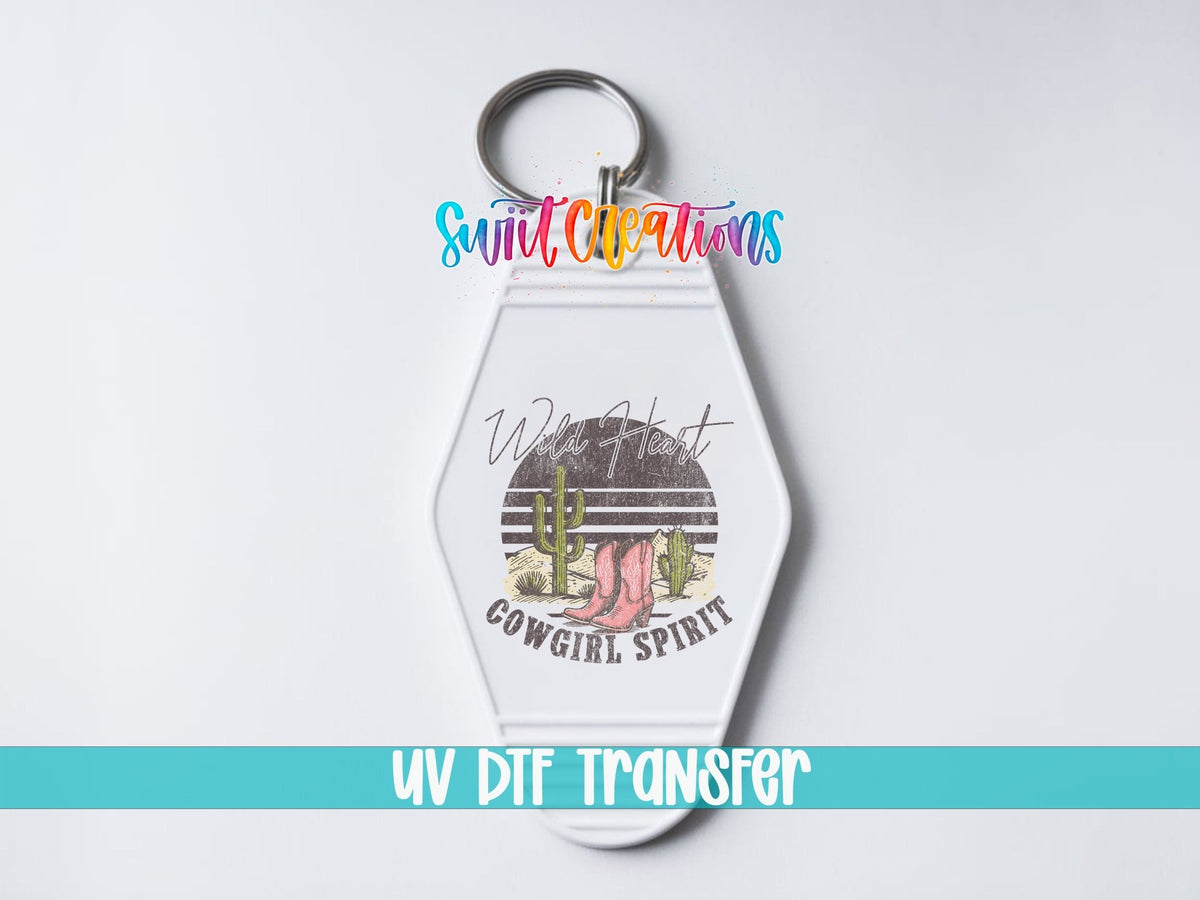 Wild Heart Cowgirl Spirit Motel Keychain UV DTF Transfer | Western Desert Design | MK1521 - Swiit Creations