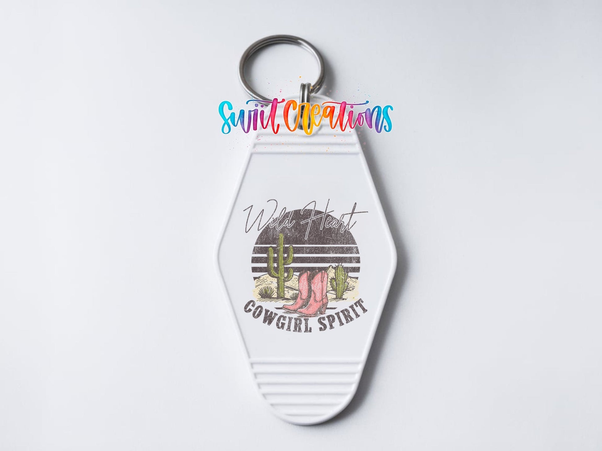 Wild Heart Cowgirl Spirit Motel Keychain UV DTF Transfer | Western Desert Design | MK1521 - Swiit Creations