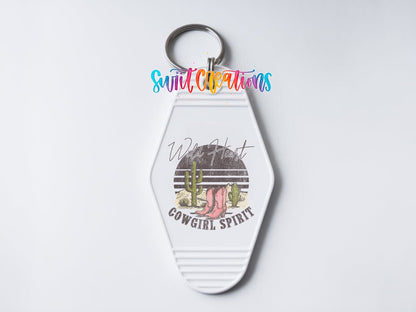 Wild Heart Cowgirl Spirit Motel Keychain UV DTF Transfer | Western Desert Design | MK1521 - Swiit Creations