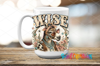 Wise Ass Western Donkey UV DTF Transfer | Retro Cowboy Donkey Drinkware Design | UV2092 - Swiit Creations