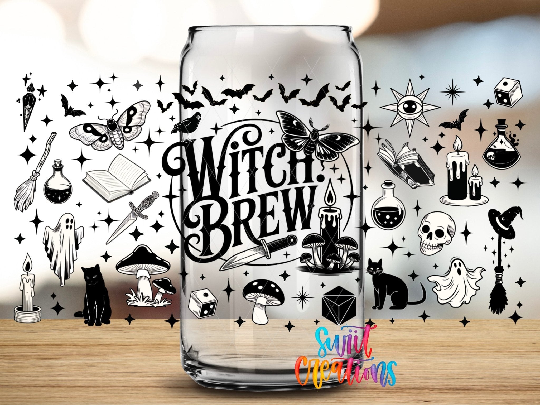 Witch Brew UV DTF Transfer Tumbler Wrap | Spooky Halloween Potion Ghost Cat Cup Decal | DTF289 - Swiit Creations