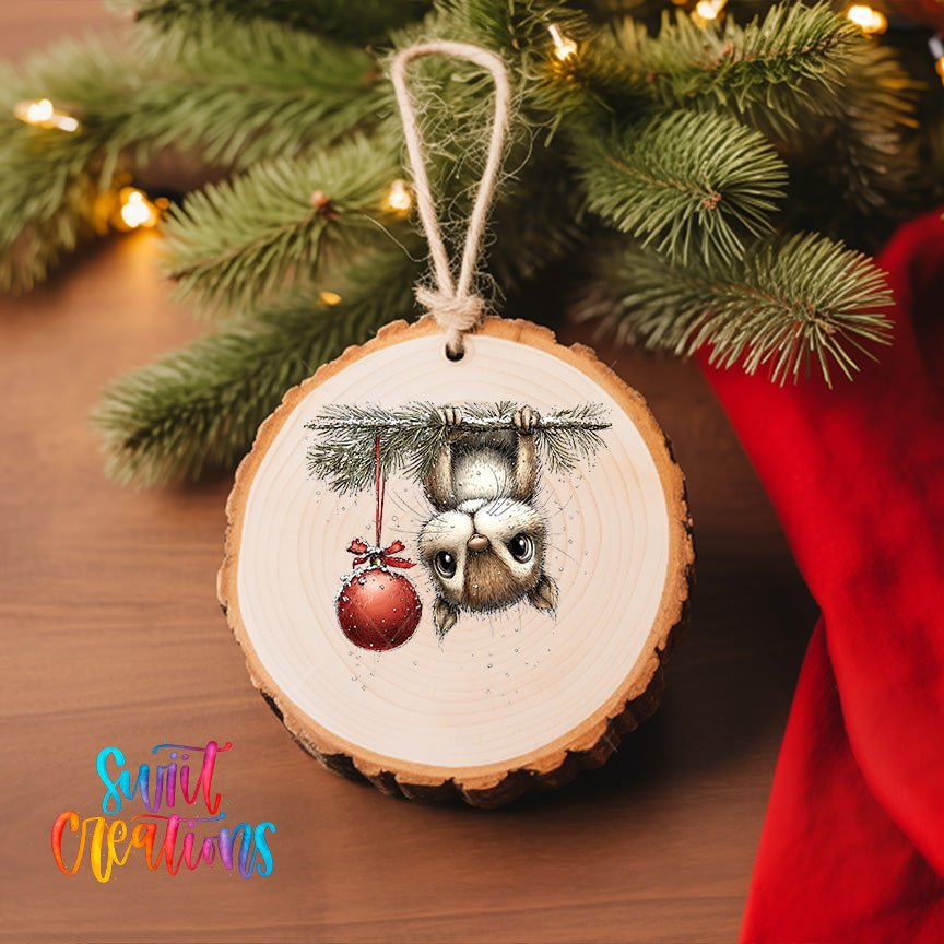 Woodland Sloth Hanging Ornament Christmas Ornament UV DTF Transfer | O-1869 - Swiit Creations