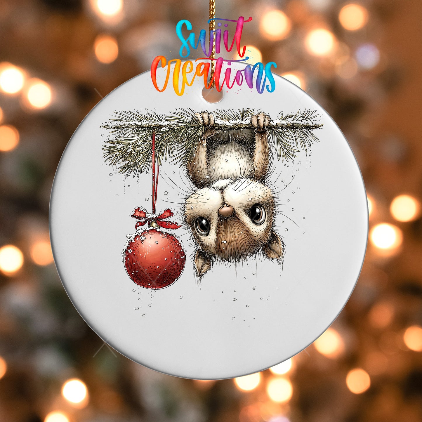 Woodland Sloth Hanging Ornament Christmas Ornament UV DTF Transfer | O-1869 - Swiit Creations