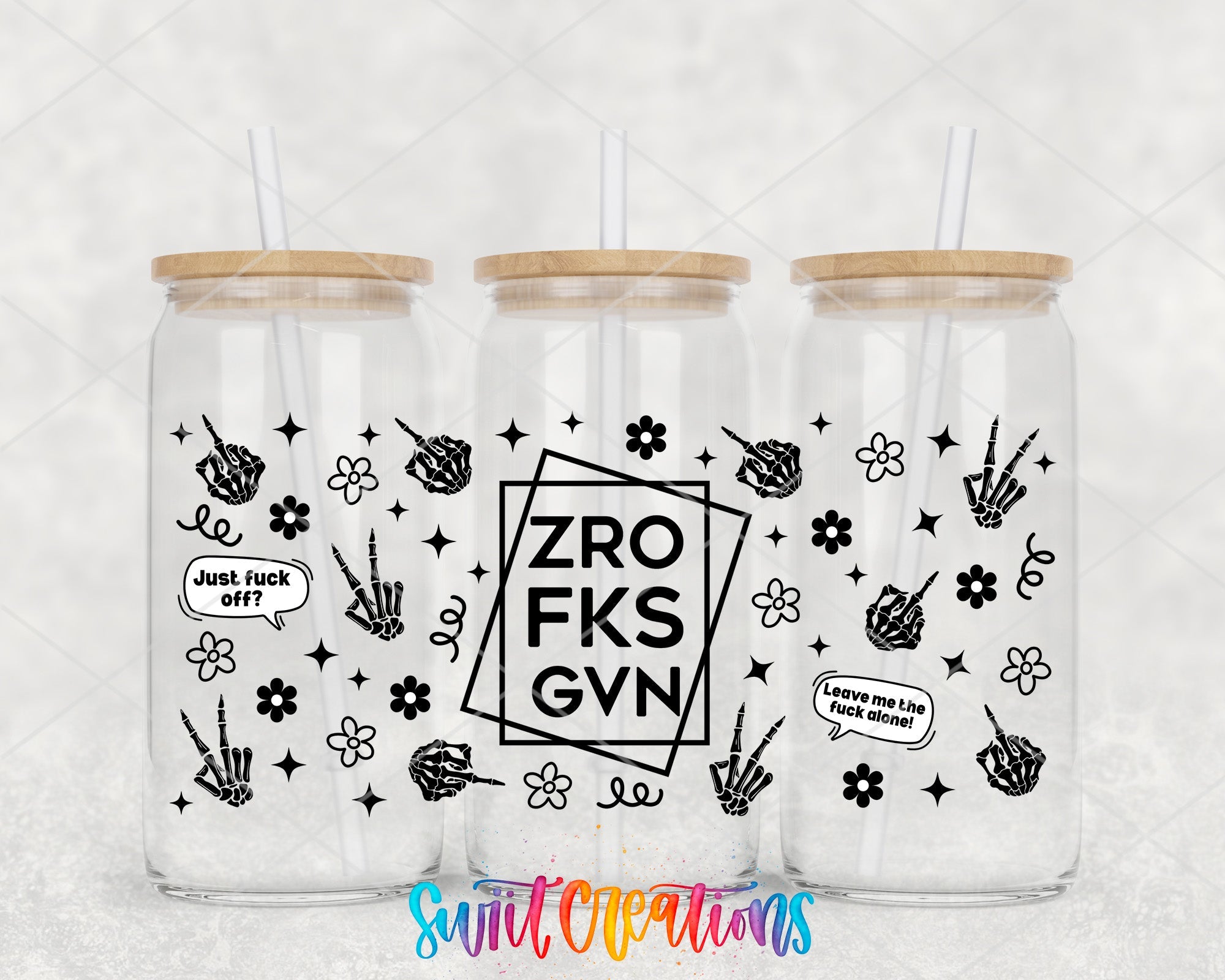 ZRO FKS GVN UV DTF Transfer Tumbler Wrap | Sarcastic Black White Checkered | DTF304 - Swiit Creations