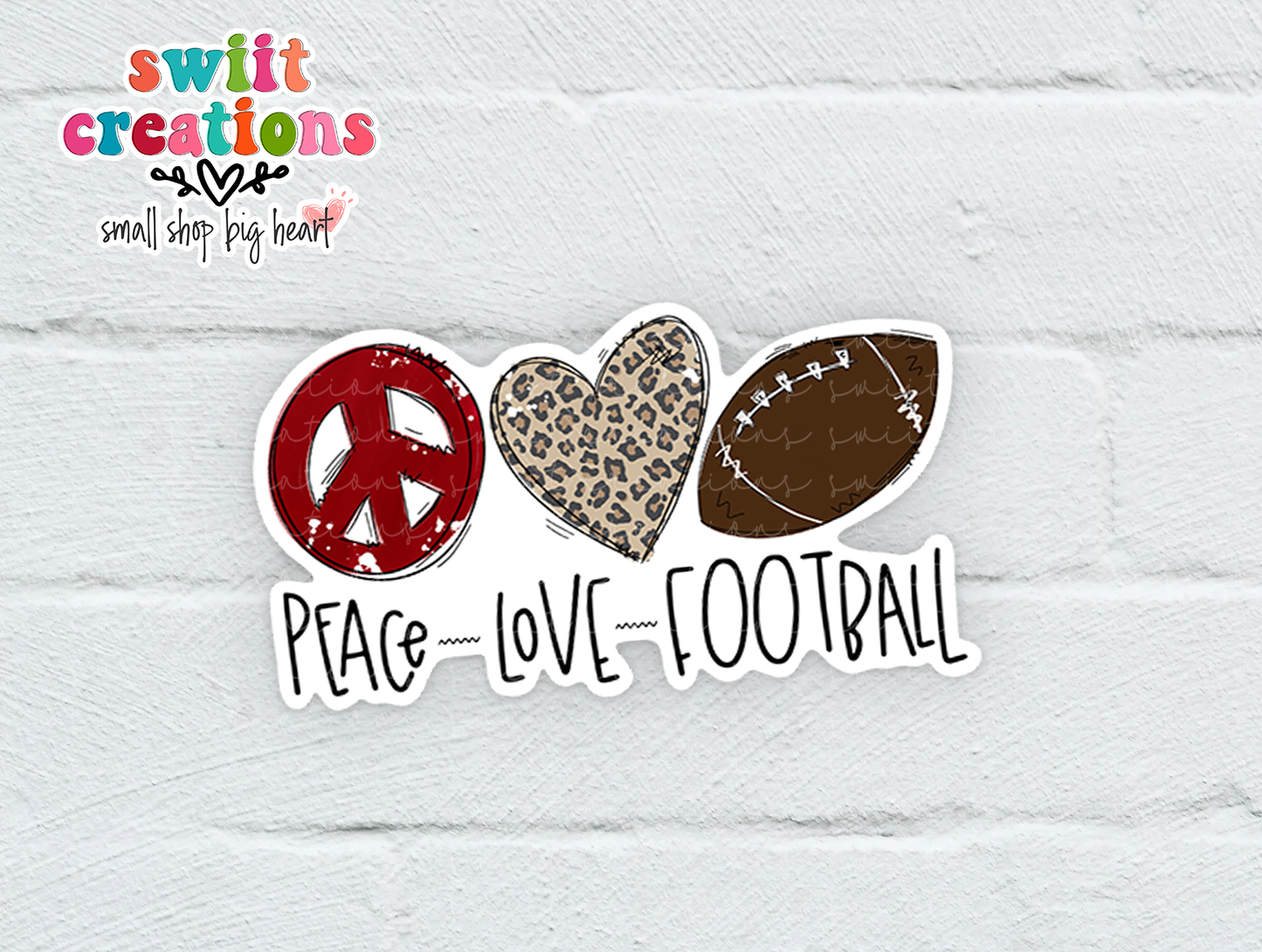 Peace Love Football Waterproof Sticker  (SS033) | SCD131