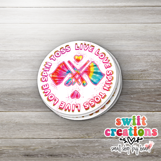 Spin Toss Live Love Waterproof Sticker (SS306) | SCD417