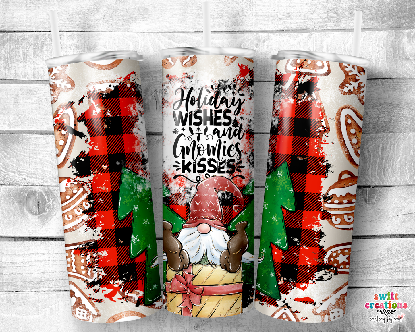 Holiday Wishes and Gnome Kisses Tumbler (T312)