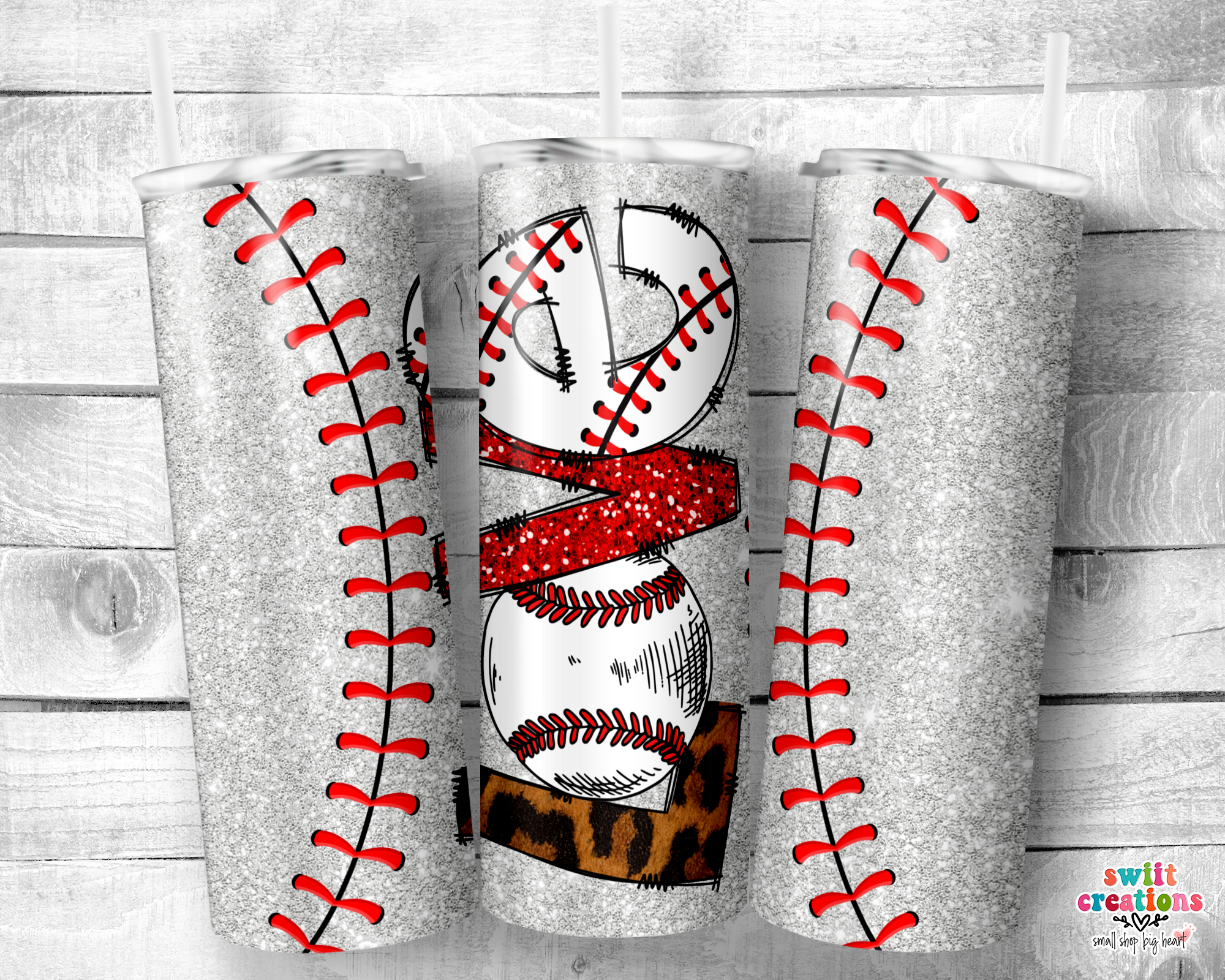 Baseball Love Glitter Tumbler (T385)