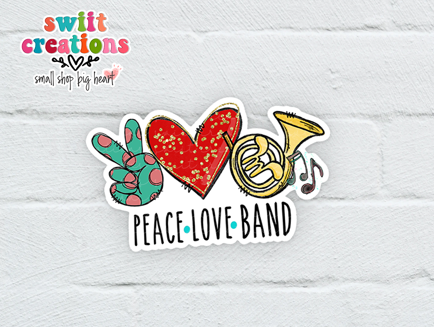 Peace Love Band Waterproof Sticker   (SS309) | SCD412
