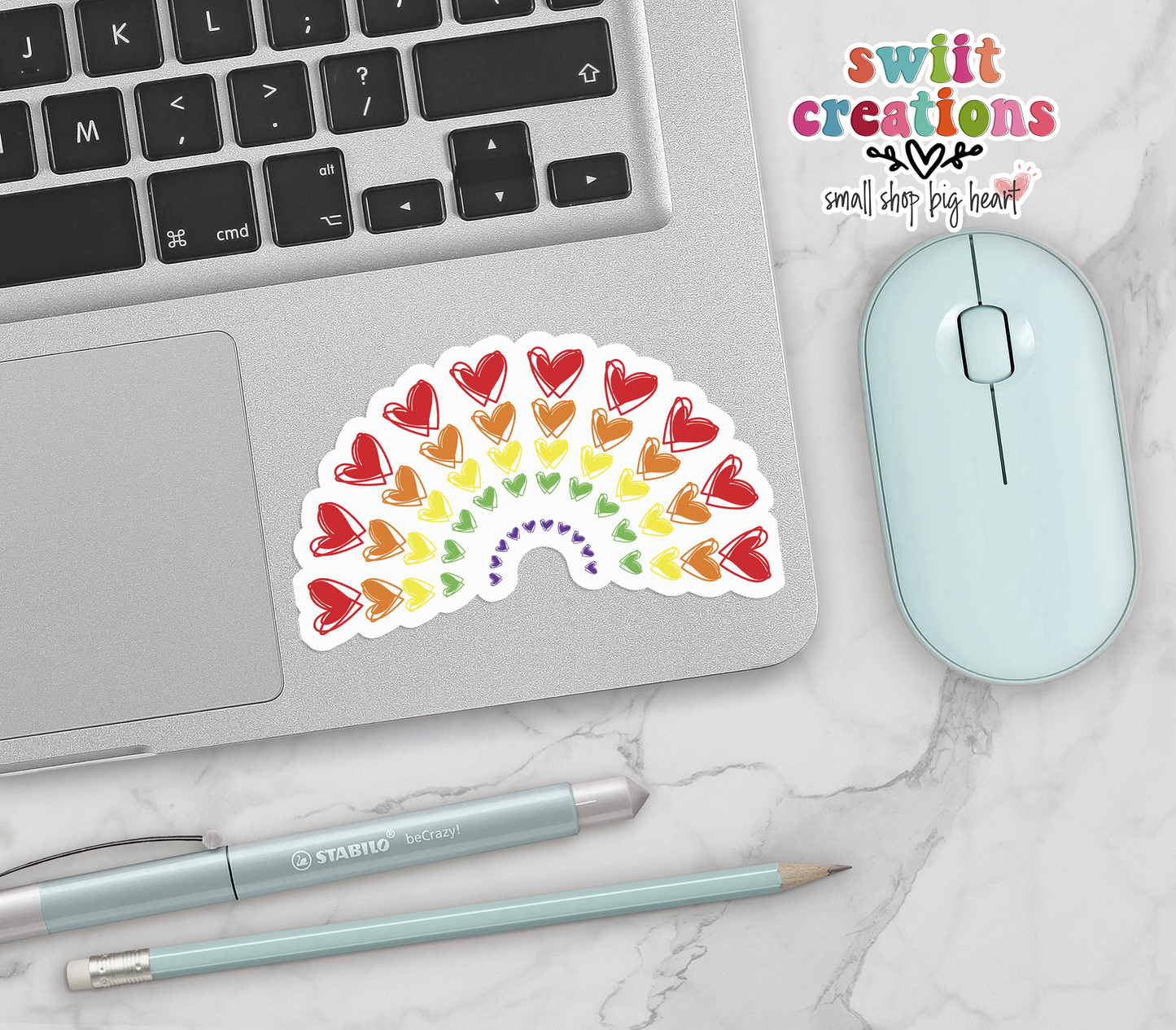 Rainbow of Hearts Sticker (SS009) | SCD110