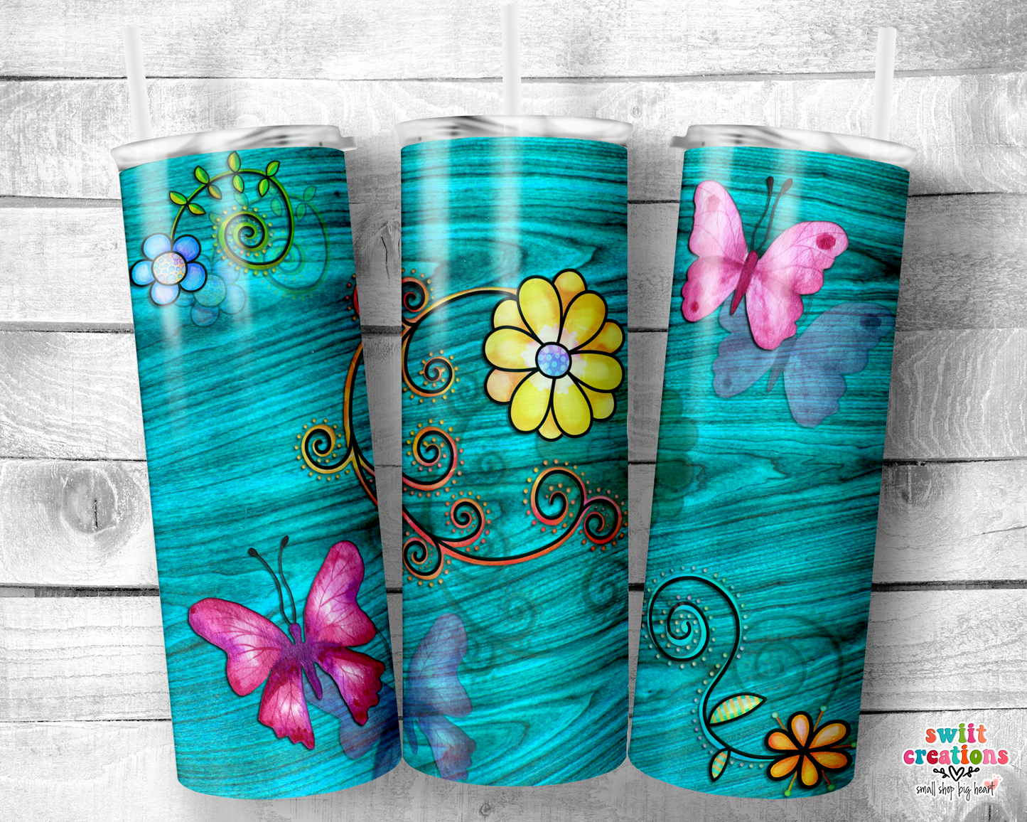 Teal Butterfly Tumbler (T170)