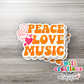Peace Love Music Waterproof Sticker   (SS317) | SCD424