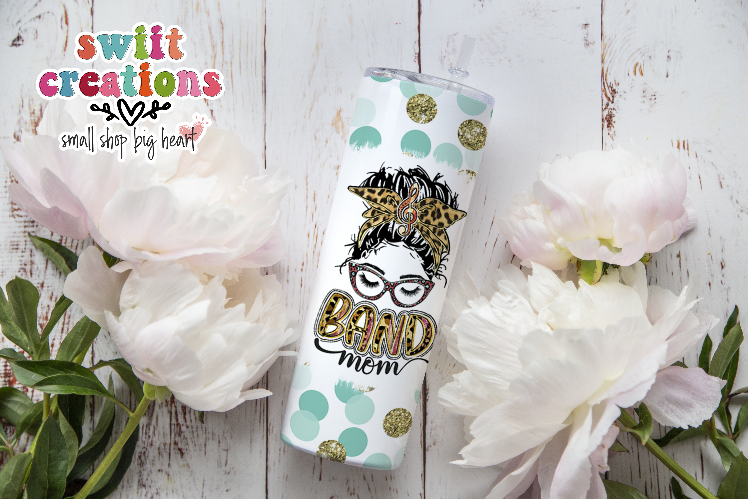 Band Mom Teal Polka Dots Tumbler (T022)