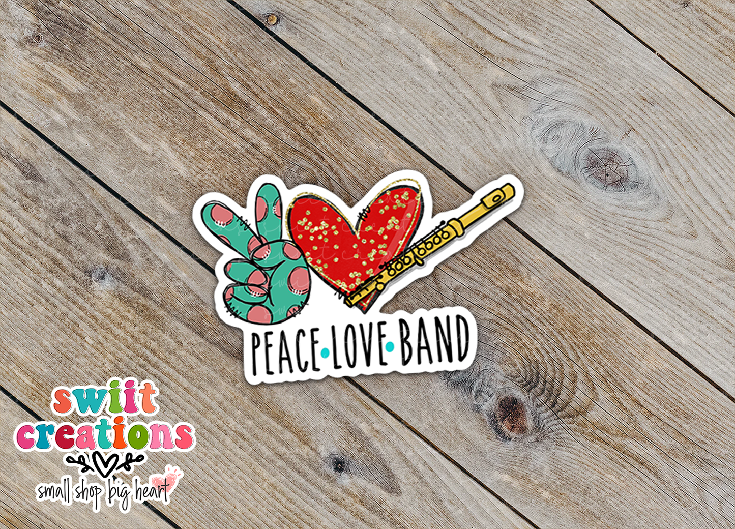 Peace Love Flute Waterproof Sticker   (SS311) | SCD414