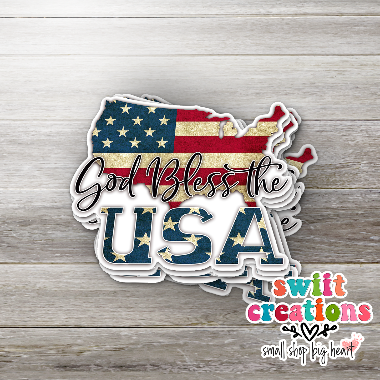 God Bless the USA Waterproof Sticker   (SS067) | SCD152