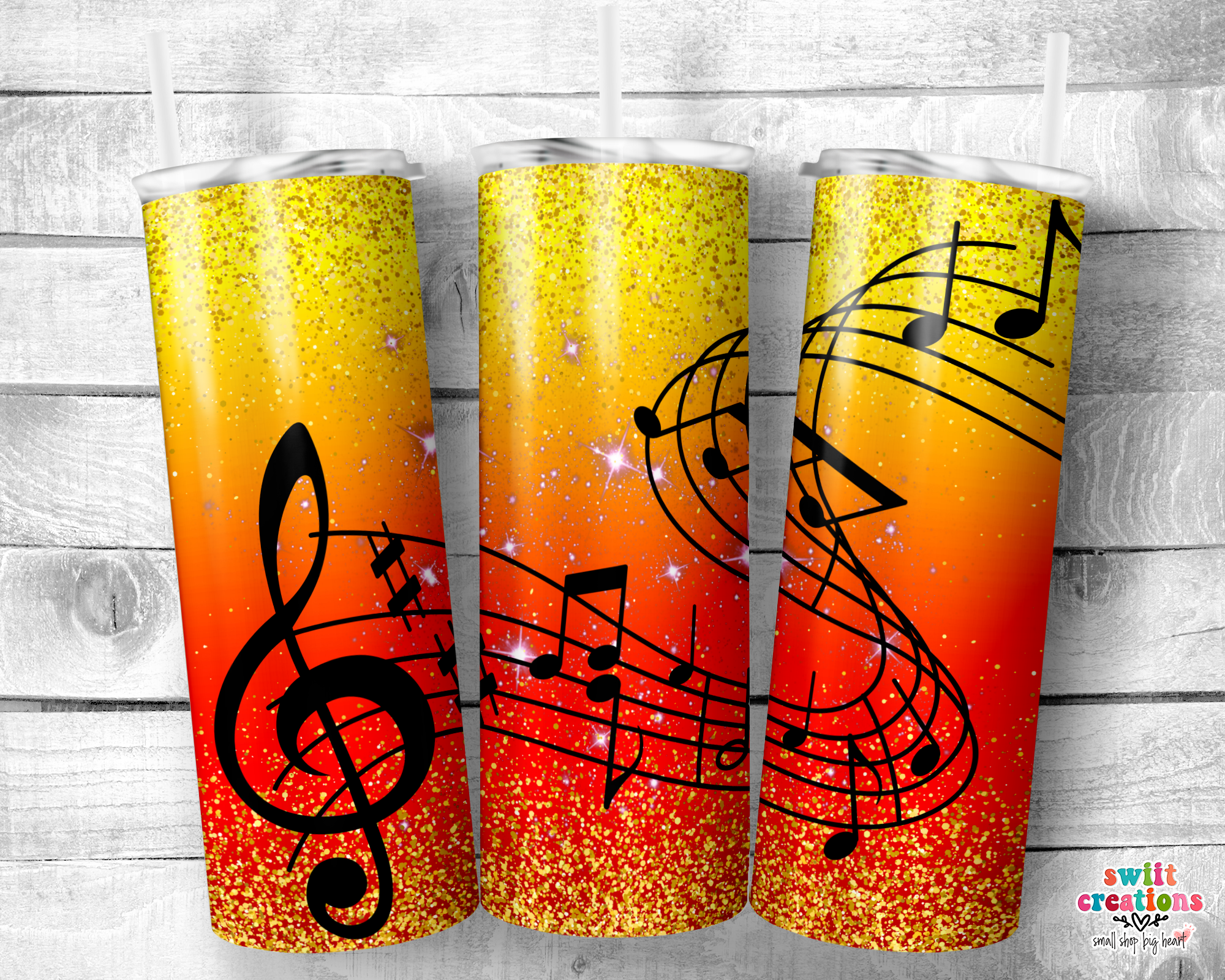 Orange Music Notes Tumbler (T276)