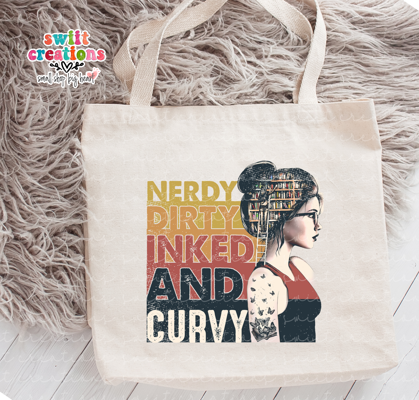 Nerdy Dirty Inked and Curvy Large Linen Tote