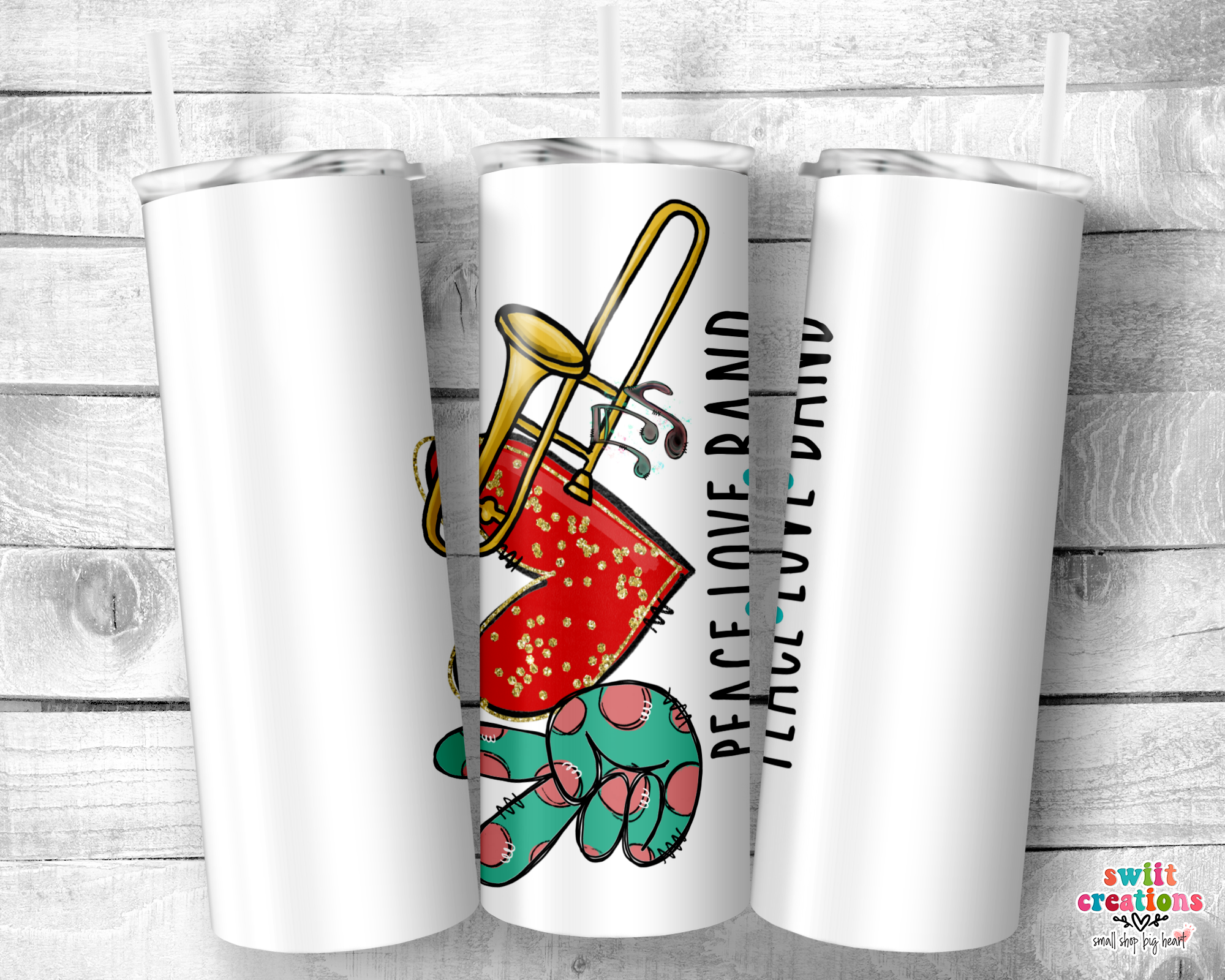 Peace Love Band Tumbler (T267)
