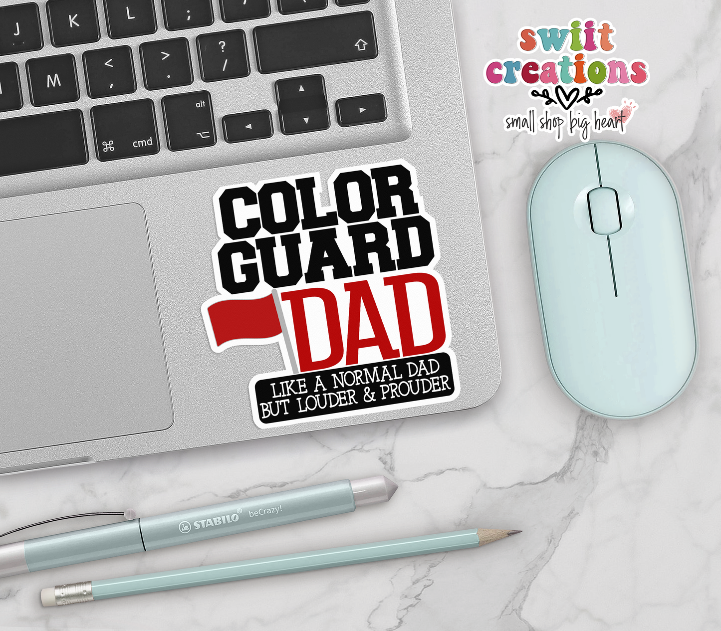 Color Guard Dad Waterproof Sticker   | Red  (SS188) | SCD174