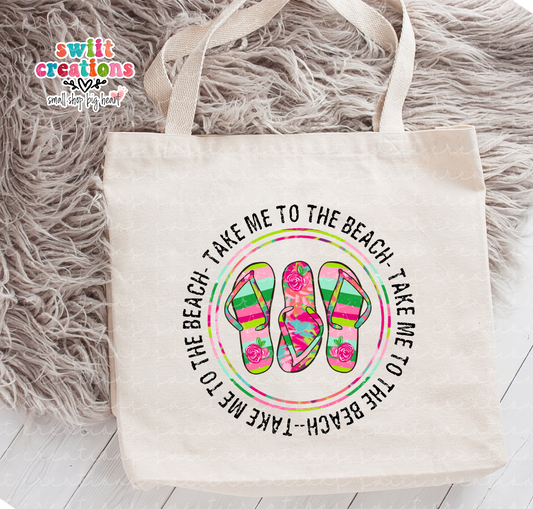 Take Me To The Beach Large Linen Tote