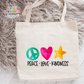 Peace Love Kindness Large Linen Tote