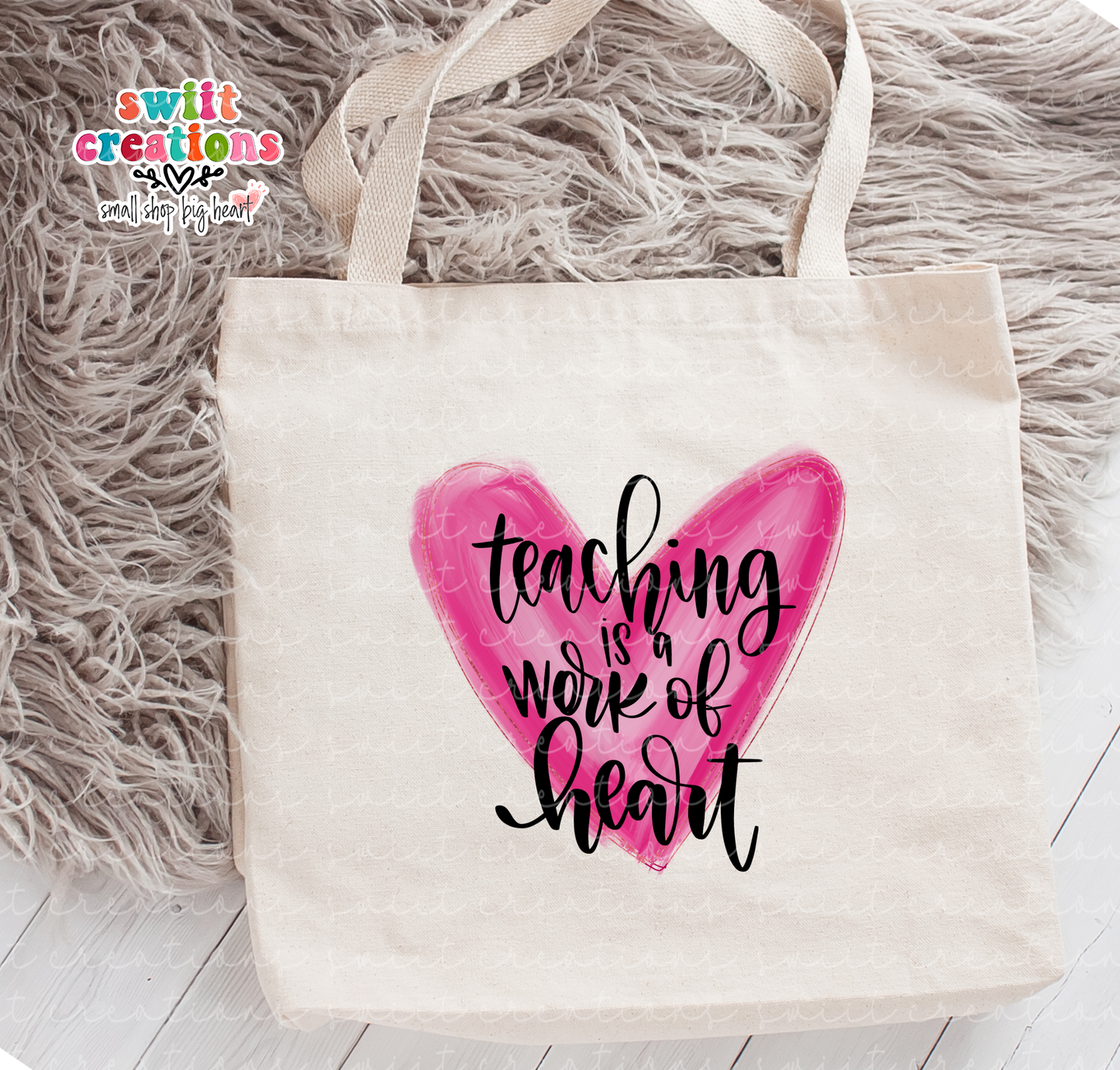 Teaching Is A Work of Heart Large Linen Tote