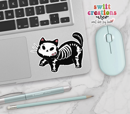 Cute Cat Skeleton Waterproof Sticker  (SS091) | SCD251