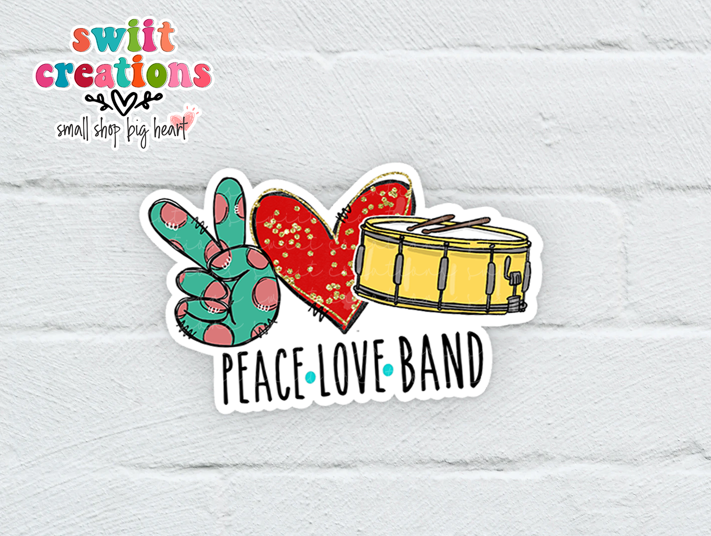 Peace Love Band Waterproof Sticker  (SS152) | SCD055