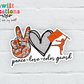 Peace Love Color Guard Orange and Silver Waterproof Sticker   (SS291) | SCD402