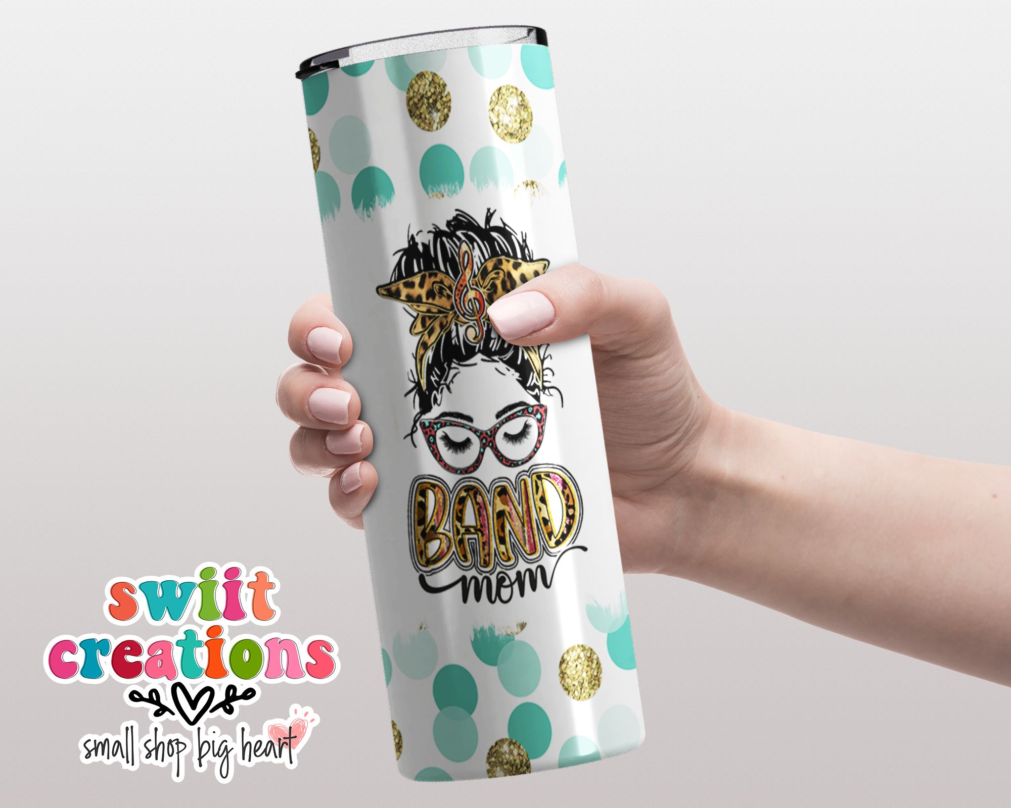 Band Mom Teal Polka Dots Tumbler (T022)