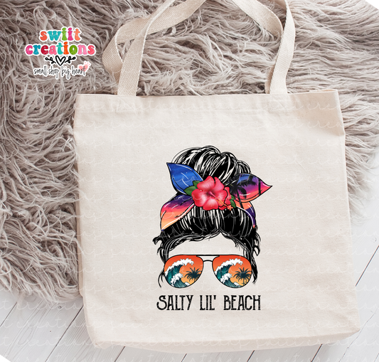 Salty Lil Beach Large Linen Tote