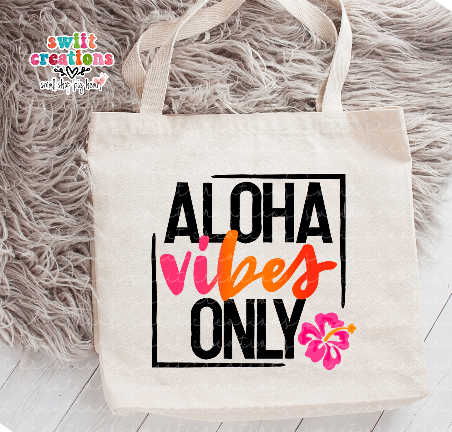 Aloha Vibes Only Large Linen Tote