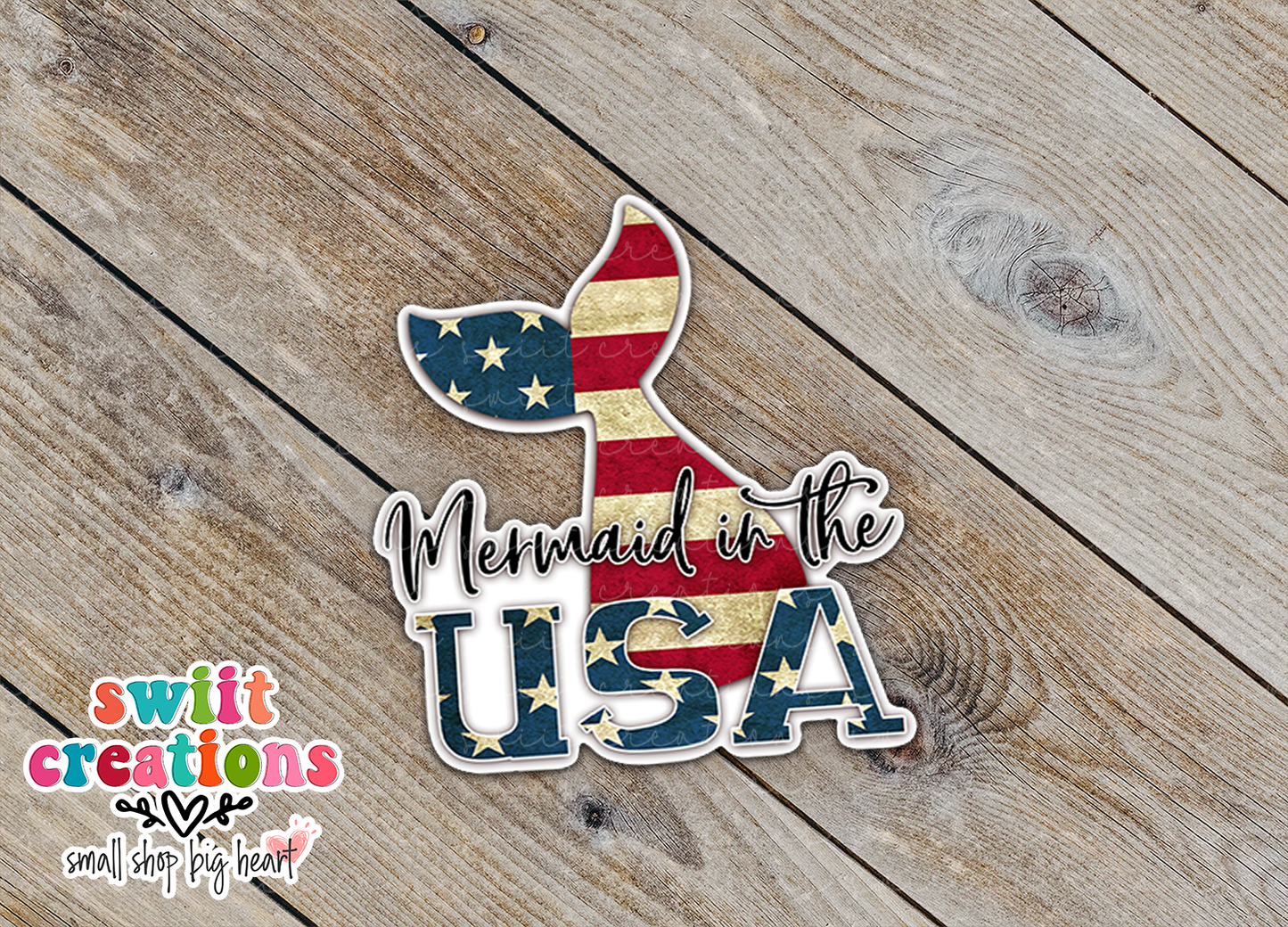 Mermaid in the USA Sticker (SS064) | SCD051