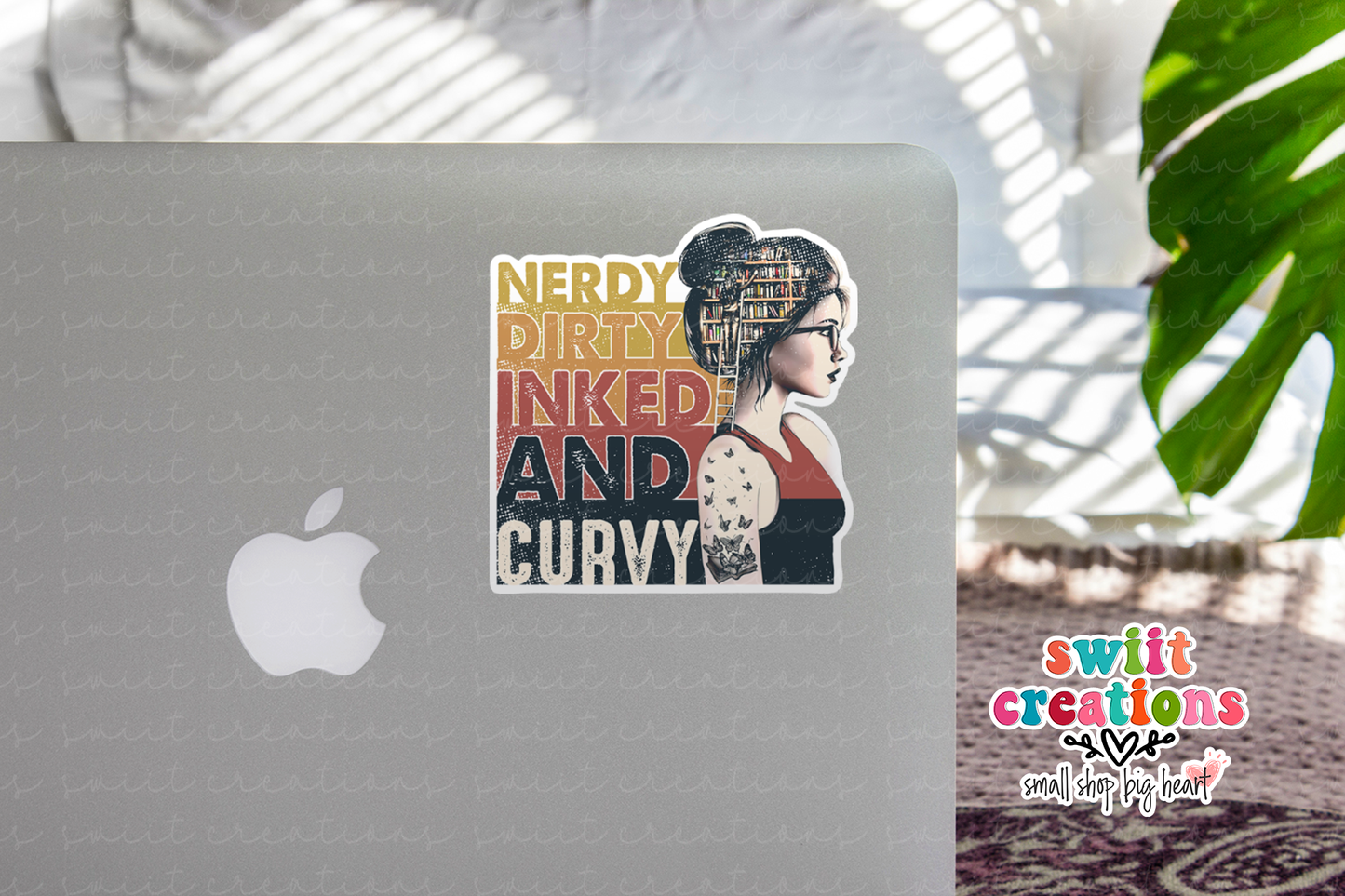 Nerdy Dirty Inked and Curvy Waterproof Sticker  (SS087) | SCD020