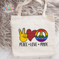 Peace Love Pride Large Linen Tote