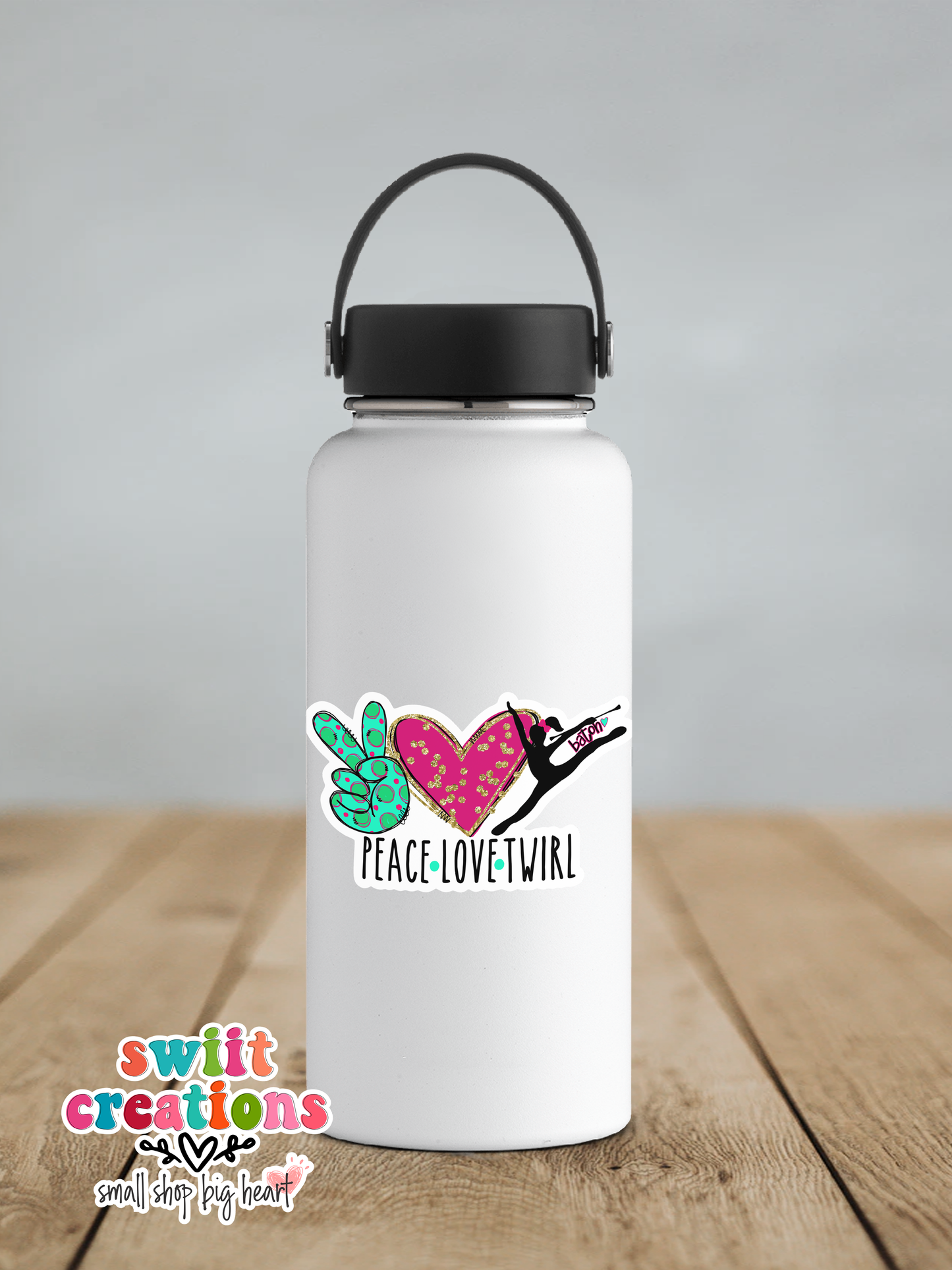 Peace Love Twirl Waterproof Sticker   (SS312) | SCD415