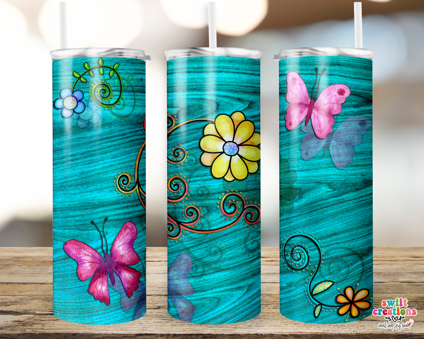 Teal Butterfly Tumbler (T170)