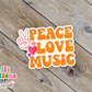 Peace Love Music Waterproof Sticker   (SS317) | SCD424