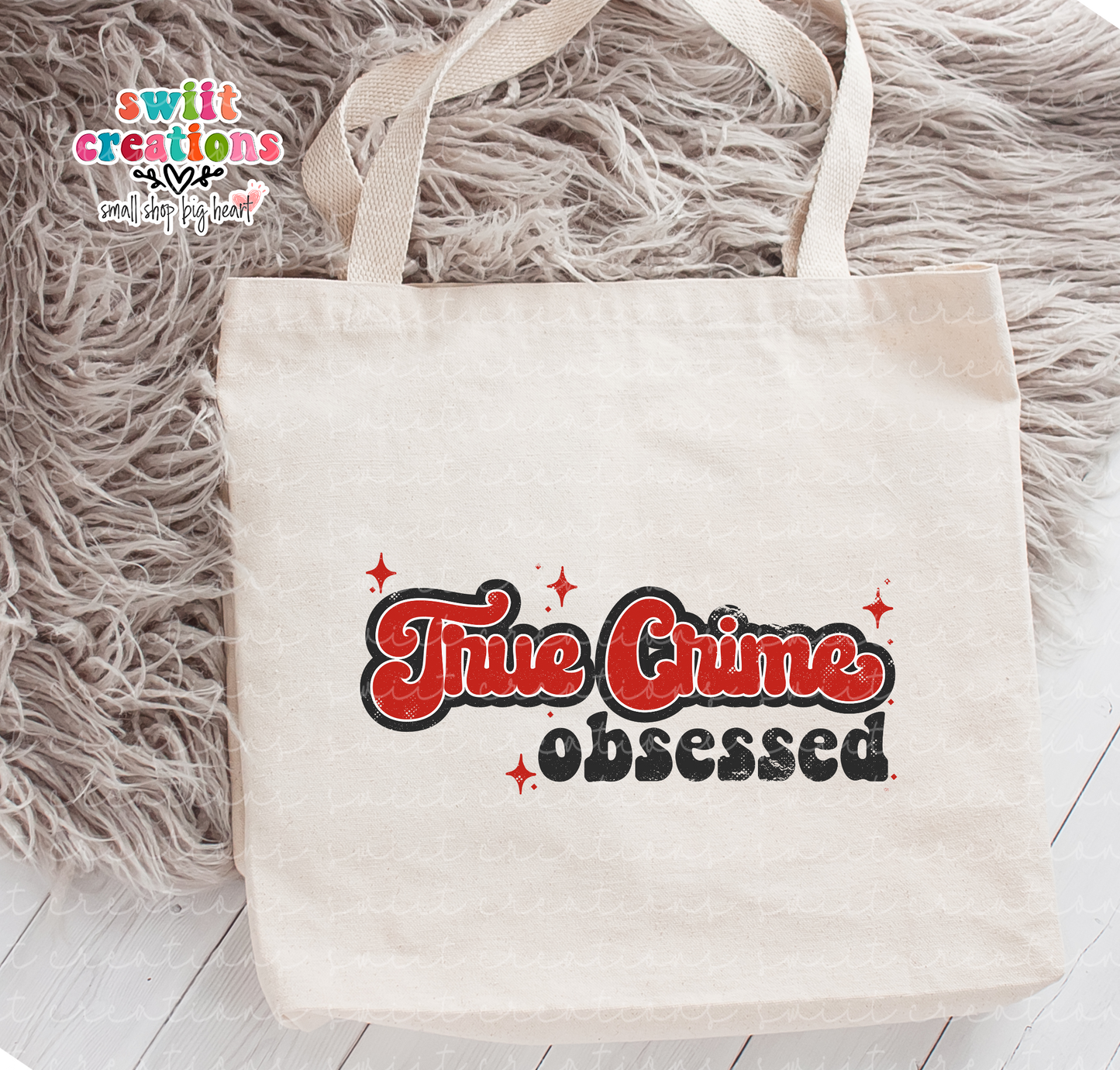 True Crime Obsessed Large Linen Tote